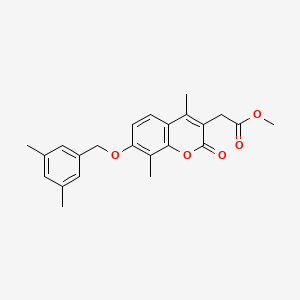 molecular formula C23H24O5 B11163056 methyl {7-[(3,5-dimethylbenzyl)oxy]-4,8-dimethyl-2-oxo-2H-chromen-3-yl}acetate 