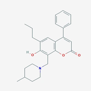 molecular formula C25H29NO3 B11163068 7-hydroxy-8-[(4-methylpiperidino)methyl]-4-phenyl-6-propyl-2H-chromen-2-one 