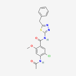 molecular formula C19H17ClN4O3S B11163093 4-(acetylamino)-N-(5-benzyl-1,3,4-thiadiazol-2-yl)-5-chloro-2-methoxybenzamide 