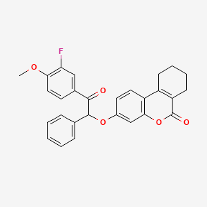 molecular formula C28H23FO5 B11163109 3-[2-(3-fluoro-4-methoxyphenyl)-2-oxo-1-phenylethoxy]-7,8,9,10-tetrahydro-6H-benzo[c]chromen-6-one 