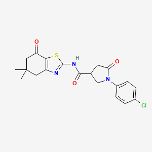 molecular formula C20H20ClN3O3S B11163161 1-(4-chlorophenyl)-N-(5,5-dimethyl-7-oxo-4,5,6,7-tetrahydro-1,3-benzothiazol-2-yl)-5-oxopyrrolidine-3-carboxamide 