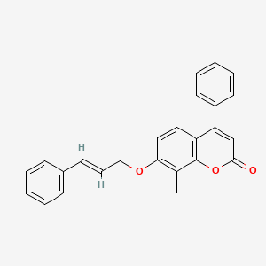 molecular formula C25H20O3 B11163183 8-methyl-4-phenyl-7-{[(2E)-3-phenylprop-2-en-1-yl]oxy}-2H-chromen-2-one 