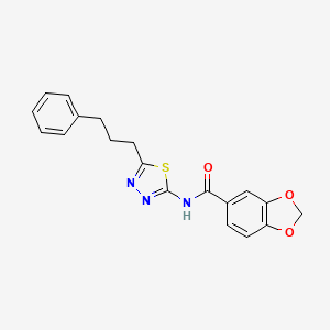 N-[5-(3-phenylpropyl)-1,3,4-thiadiazol-2-yl]-1,3-benzodioxole-5-carboxamide