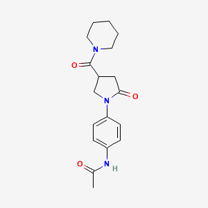 molecular formula C18H23N3O3 B11163204 N-{4-[2-oxo-4-(piperidin-1-ylcarbonyl)pyrrolidin-1-yl]phenyl}acetamide 