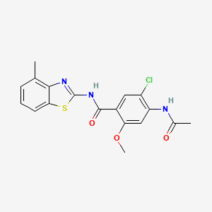 molecular formula C18H16ClN3O3S B11163284 4-(acetylamino)-5-chloro-2-methoxy-N-(4-methyl-1,3-benzothiazol-2-yl)benzamide 