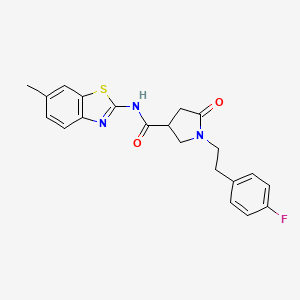 molecular formula C21H20FN3O2S B11163287 1-[2-(4-fluorophenyl)ethyl]-N-(6-methyl-1,3-benzothiazol-2-yl)-5-oxopyrrolidine-3-carboxamide 