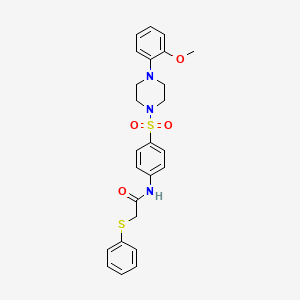 molecular formula C25H27N3O4S2 B11163336 N-(4-{[4-(2-methoxyphenyl)piperazin-1-yl]sulfonyl}phenyl)-2-(phenylsulfanyl)acetamide 