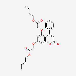 molecular formula C27H30O8 B11163356 dibutyl 2,2'-[(2-oxo-4-phenyl-2H-chromene-5,7-diyl)bis(oxy)]diacetate 