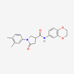 molecular formula C21H22N2O4 B11163360 N-(2,3-dihydro-1,4-benzodioxin-6-yl)-1-(3,4-dimethylphenyl)-5-oxopyrrolidine-3-carboxamide 