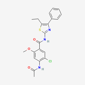 molecular formula C21H20ClN3O3S B11163413 4-(acetylamino)-5-chloro-N-(5-ethyl-4-phenyl-1,3-thiazol-2-yl)-2-methoxybenzamide 