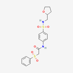 molecular formula C19H22N2O6S2 B11163414 2-(phenylsulfonyl)-N-{4-[(tetrahydrofuran-2-ylmethyl)sulfamoyl]phenyl}acetamide 