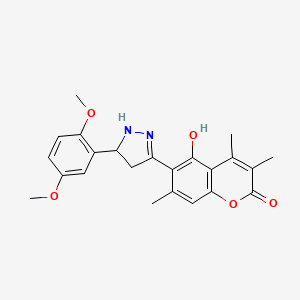 molecular formula C23H24N2O5 B11163416 6-[5-(2,5-dimethoxyphenyl)-4,5-dihydro-1H-pyrazol-3-yl]-5-hydroxy-3,4,7-trimethyl-2H-chromen-2-one 