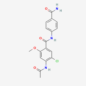 molecular formula C17H16ClN3O4 B11163464 4-(acetylamino)-N-(4-carbamoylphenyl)-5-chloro-2-methoxybenzamide 