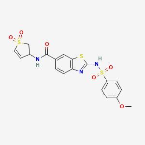 molecular formula C19H17N3O6S3 B11163485 (2E)-N-(1,1-dioxido-2,3-dihydrothiophen-3-yl)-2-{[(4-methoxyphenyl)sulfonyl]imino}-2,3-dihydro-1,3-benzothiazole-6-carboxamide 