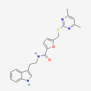 molecular formula C22H22N4O2S B11163536 5-{[(4,6-dimethylpyrimidin-2-yl)sulfanyl]methyl}-N-[2-(1H-indol-3-yl)ethyl]furan-2-carboxamide 