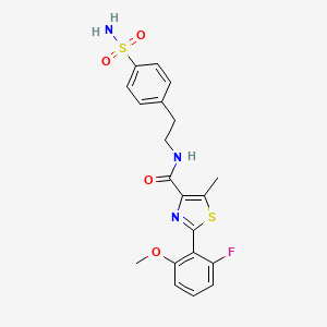 molecular formula C20H20FN3O4S2 B11163561 2-(2-fluoro-6-methoxyphenyl)-5-methyl-N-[2-(4-sulfamoylphenyl)ethyl]-1,3-thiazole-4-carboxamide 