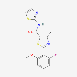 molecular formula C15H12FN3O2S2 B11163572 2-(2-fluoro-6-methoxyphenyl)-4-methyl-N-(1,3-thiazol-2-yl)-1,3-thiazole-5-carboxamide 