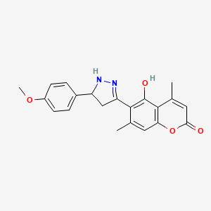 5-hydroxy-6-[5-(4-methoxyphenyl)-4,5-dihydro-1H-pyrazol-3-yl]-4,7-dimethyl-2H-chromen-2-one