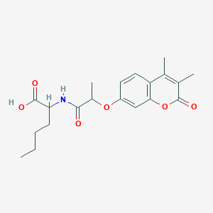 molecular formula C20H25NO6 B11163588 N-{2-[(3,4-dimethyl-2-oxo-2H-chromen-7-yl)oxy]propanoyl}norleucine 