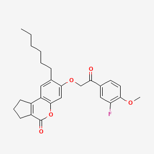 molecular formula C27H29FO5 B11163595 7-[2-(3-fluoro-4-methoxyphenyl)-2-oxoethoxy]-8-hexyl-2,3-dihydrocyclopenta[c]chromen-4(1H)-one 