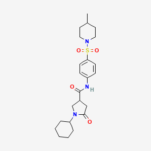 1-cyclohexyl-N-{4-[(4-methylpiperidin-1-yl)sulfonyl]phenyl}-5-oxopyrrolidine-3-carboxamide