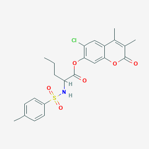 molecular formula C23H24ClNO6S B11163639 (6-chloro-3,4-dimethyl-2-oxochromen-7-yl) 2-[(4-methylphenyl)sulfonylamino]pentanoate 