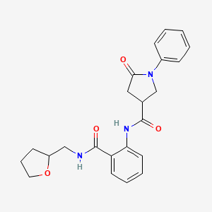 molecular formula C23H25N3O4 B11163675 5-oxo-1-phenyl-N-{2-[(tetrahydrofuran-2-ylmethyl)carbamoyl]phenyl}pyrrolidine-3-carboxamide 