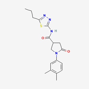 molecular formula C18H22N4O2S B11163690 1-(3,4-dimethylphenyl)-5-oxo-N-(5-propyl-1,3,4-thiadiazol-2-yl)pyrrolidine-3-carboxamide 