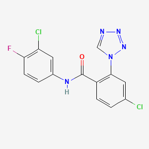 4-chloro-N-(3-chloro-4-fluorophenyl)-2-(1H-tetrazol-1-yl)benzamide