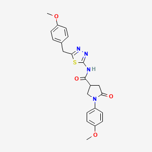 molecular formula C22H22N4O4S B11163791 N-[5-(4-methoxybenzyl)-1,3,4-thiadiazol-2-yl]-1-(4-methoxyphenyl)-5-oxopyrrolidine-3-carboxamide 