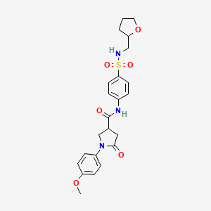 molecular formula C23H27N3O6S B11163799 1-(4-methoxyphenyl)-5-oxo-N-{4-[(tetrahydrofuran-2-ylmethyl)sulfamoyl]phenyl}pyrrolidine-3-carboxamide 