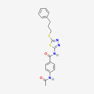 molecular formula C20H20N4O2S2 B11163815 4-(acetylamino)-N-{5-[(3-phenylpropyl)sulfanyl]-1,3,4-thiadiazol-2-yl}benzamide 