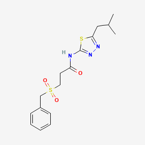 molecular formula C16H21N3O3S2 B11163868 3-(benzylsulfonyl)-N-[5-(2-methylpropyl)-1,3,4-thiadiazol-2-yl]propanamide 