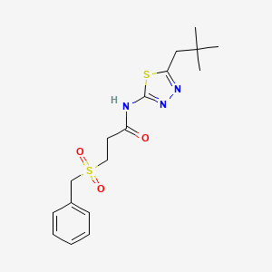 molecular formula C17H23N3O3S2 B11163890 3-(benzylsulfonyl)-N-[5-(2,2-dimethylpropyl)-1,3,4-thiadiazol-2-yl]propanamide 