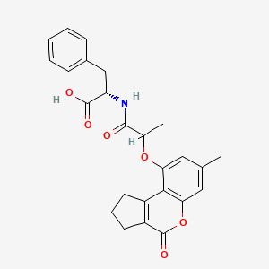 molecular formula C25H25NO6 B11163904 (2S)-2-({2-[(7-methyl-4-oxo-1,2,3,4-tetrahydrocyclopenta[c]chromen-9-yl)oxy]propanoyl}amino)-3-phenylpropanoic acid 