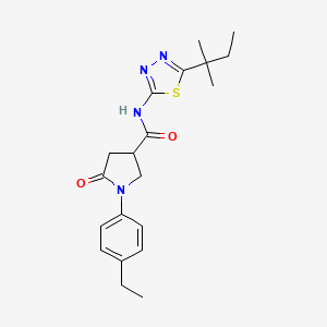 molecular formula C20H26N4O2S B11163932 1-(4-ethylphenyl)-N-[5-(2-methylbutan-2-yl)-1,3,4-thiadiazol-2-yl]-5-oxopyrrolidine-3-carboxamide 