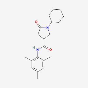 molecular formula C20H28N2O2 B11163978 1-cyclohexyl-5-oxo-N-(2,4,6-trimethylphenyl)pyrrolidine-3-carboxamide 