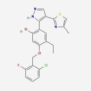 molecular formula C22H19ClFN3O2S B11164024 5-[(2-chloro-6-fluorobenzyl)oxy]-4-ethyl-2-[4-(4-methyl-1,3-thiazol-2-yl)-1H-pyrazol-3-yl]phenol 