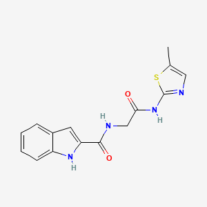 molecular formula C15H14N4O2S B11164029 N~2~-{2-[(5-methyl-1,3-thiazol-2-yl)amino]-2-oxoethyl}-1H-indole-2-carboxamide 