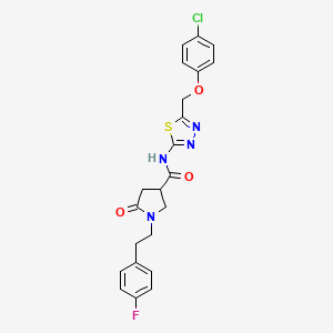 molecular formula C22H20ClFN4O3S B11164092 N-{5-[(4-chlorophenoxy)methyl]-1,3,4-thiadiazol-2-yl}-1-[2-(4-fluorophenyl)ethyl]-5-oxopyrrolidine-3-carboxamide 