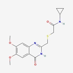 molecular formula C16H19N3O4S B11164122 N-cyclopropyl-2-{[(4-hydroxy-6,7-dimethoxyquinazolin-2-yl)methyl]sulfanyl}acetamide 