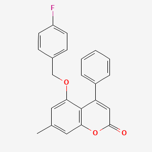 molecular formula C23H17FO3 B11164161 5-[(4-fluorobenzyl)oxy]-7-methyl-4-phenyl-2H-chromen-2-one 