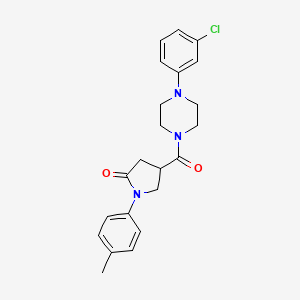 molecular formula C22H24ClN3O2 B11164171 4-{[4-(3-Chlorophenyl)piperazin-1-yl]carbonyl}-1-(4-methylphenyl)pyrrolidin-2-one 