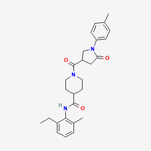 molecular formula C27H33N3O3 B11164229 N-(2-ethyl-6-methylphenyl)-1-{[1-(4-methylphenyl)-5-oxopyrrolidin-3-yl]carbonyl}piperidine-4-carboxamide 