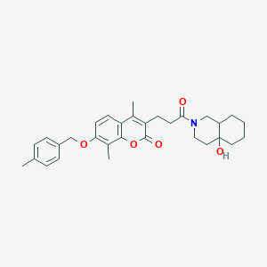 molecular formula C31H37NO5 B11164243 3-[3-(4a-hydroxyoctahydroisoquinolin-2(1H)-yl)-3-oxopropyl]-4,8-dimethyl-7-[(4-methylbenzyl)oxy]-2H-chromen-2-one 