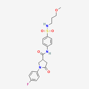 molecular formula C21H24FN3O5S B11164256 1-(4-fluorophenyl)-N-{4-[(3-methoxypropyl)sulfamoyl]phenyl}-5-oxopyrrolidine-3-carboxamide 