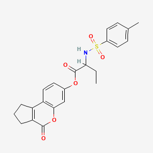 molecular formula C23H23NO6S B11164279 4-Oxo-1,2,3,4-tetrahydrocyclopenta[c]chromen-7-yl 2-{[(4-methylphenyl)sulfonyl]amino}butanoate 