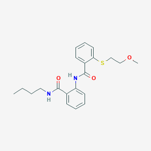 N-[2-(butylcarbamoyl)phenyl]-2-[(2-methoxyethyl)sulfanyl]benzamide