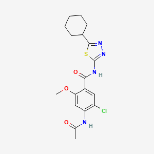 4-(acetylamino)-5-chloro-N-(5-cyclohexyl-1,3,4-thiadiazol-2-yl)-2-methoxybenzamide