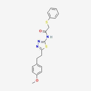 molecular formula C19H19N3O2S2 B11164295 N-{5-[2-(4-methoxyphenyl)ethyl]-1,3,4-thiadiazol-2-yl}-2-(phenylsulfanyl)acetamide 